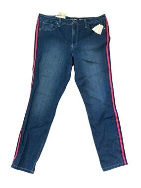 Maison Jules Womens Skinny Ankle Jeans 14/32 High Rise Slim Fit Blue With Red St